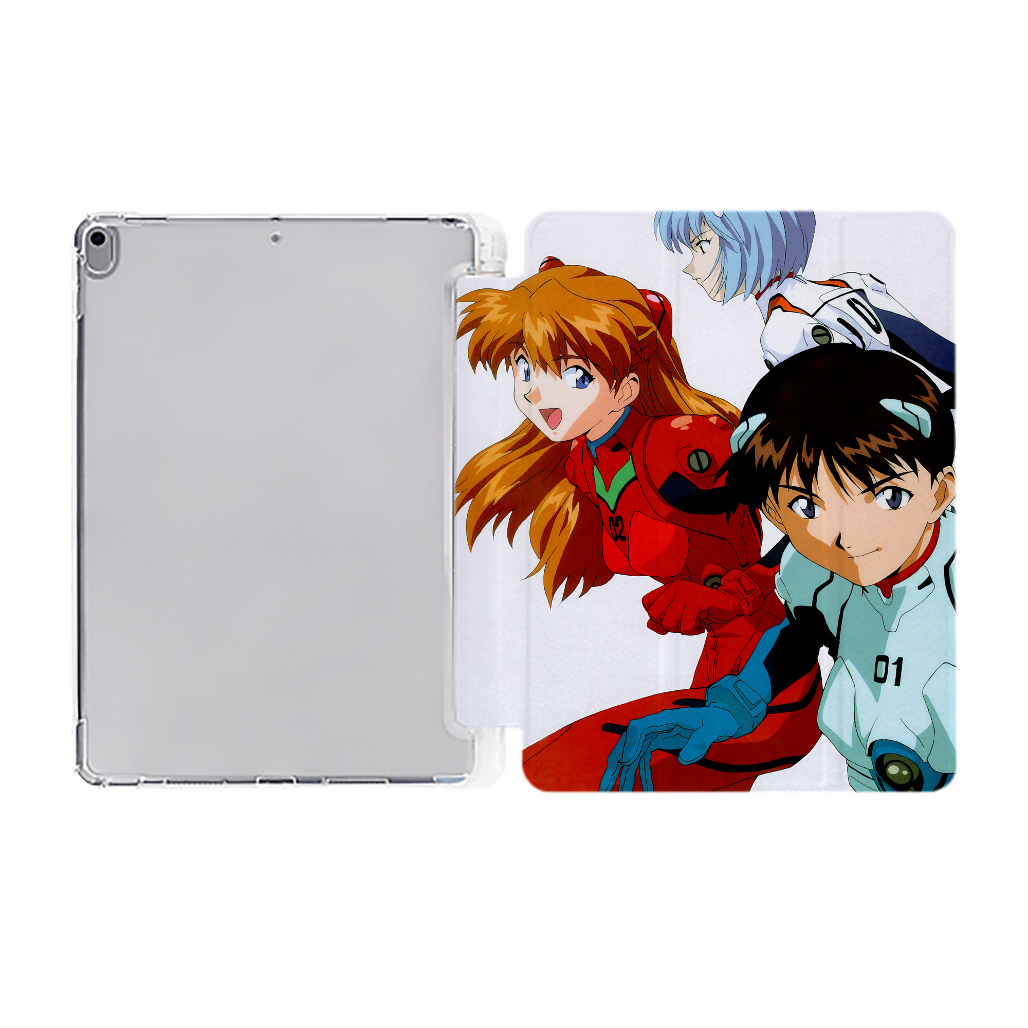 （画像用） EVA 新世紀エヴァンゲリオン IPad ケース ペン収納付き 三つ折りスタンド PUレザー×シリコン 対応機種9.5/10.5/10.9インチ